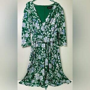 Jessica Howard Sleeveless Floral Dress, Green White New